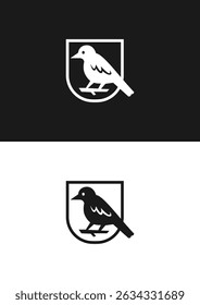 The logo is in the shape of a shield with a bird silhouette inside.