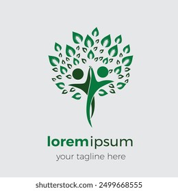 The logo is in the shape of a tree of life. Two humans at one with nature