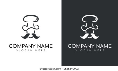 Logo in the shape of a unique mustache and hat