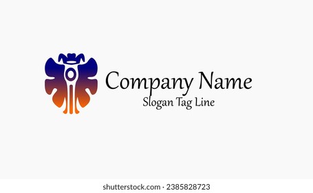 logotipo en forma de ave con alas abiertas, diseño de plantilla de icono, diseño del logotipo de la empresa, nombre de la empresa, lema de la línea de etiqueta