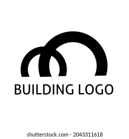 The logo is shaped like a black building with a white background.
