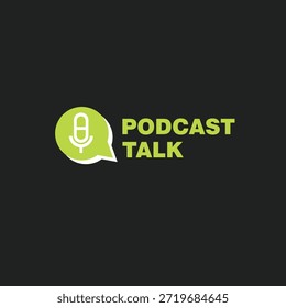 The logo is shaped like a chat bubble, symbolizing communication. In the center is a minimalist microphone icon. Next to it is the text “POSDCAST TALK,” giving it a professional, communicative, and recognizable look.