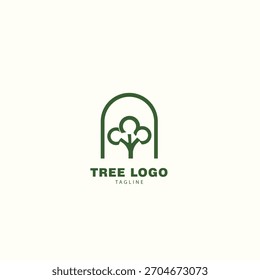 El logotipo tiene forma de ventana superior curva. En el centro hay un árbol simple que consta de tres ramas que se elevan hacia arriba, así como tres curvas en forma de hoja cuidadosamente dispuestas. El diseño es minimalista