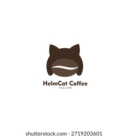 El logo, en forma de casco con orejas de gato y visera en forma de café, da una impresión única. Este logotipo es adecuado para marcas que son modernas, juveniles y visualmente atractivas.