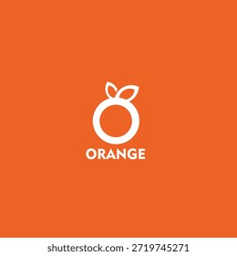 O logótipo tem a forma da letra "O", que se assemelha a uma laranja, com folhas no topo para realçar a frescura. Abaixo do logotipo está a palavra "LARANJA". 