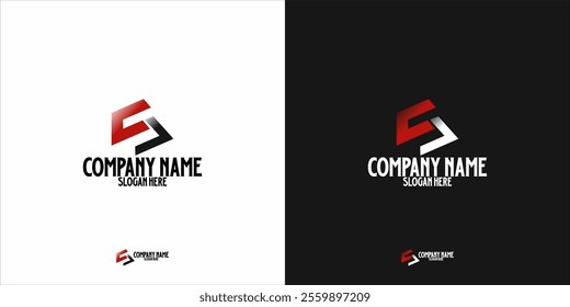 The logo is shaped like the letter "S" which has been transformed into a more attractive geometric shape. The use of red, black and white gives an energetic and professional impression.