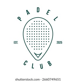 O logotipo tem a forma de uma raquete de padel, como um pino de localização,