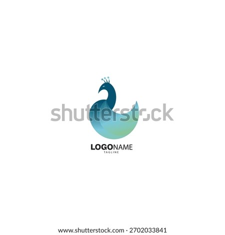 The logo is shaped like a peacock with an elegant tail, giving it a graceful impression. The entire design uses shades of blue to green. The logo looks modern, is easily recognizable
