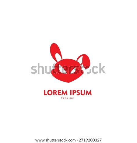 The logo, shaped like a rabbit's head with one ear bent down and sharp eyes, gives a unique and bold impression. The sharp gaze symbolizes assertiveness. This logo is suitable for representing a creative, modern, and slightly edgy identity.