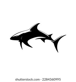 Logo of a shark in black and white vector design.