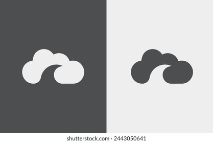 Logo shark cloud minimalist with blank background