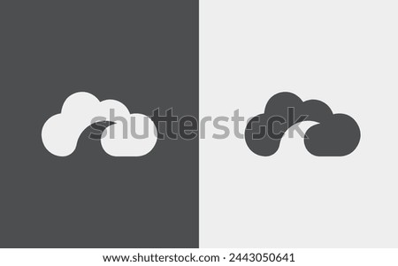 Logo shark cloud minimalist with blank background