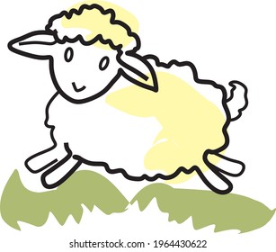 Logo with a sheep running across the field
