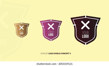 Logo with a shield concept. Made with 3 different types of gradient sizes and colors.