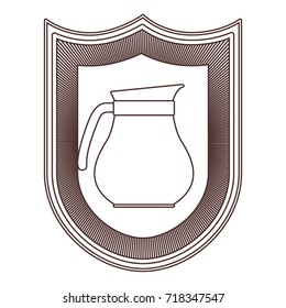 logo shield decorative of glass jar with handle striped brown silhouette on white background vector illustration