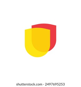 Logo shield double overlay vintage design with blank background