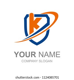 
logo shield with K and modern look, swoosh icon template