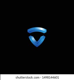 logo shield letter V, logo vector template