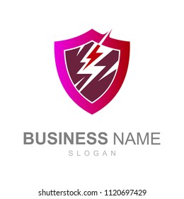 logo shield with lightning and simple display, logo ready to use