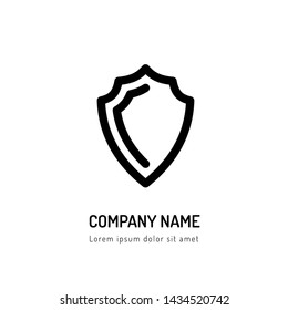 Logo shield outline icon vector isolated on white background