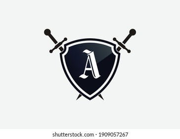 Logo de un escudo de logo, emblema o pancarta para el concepto de diseño lujoso, real o vintage.
