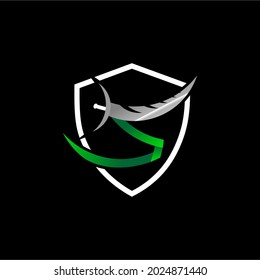 logo shield sword s A simple modern luxury logo for your company in any field