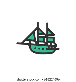 Logo ship icon simple design, sticker.