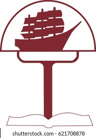 Logo ship and lamp on a white background