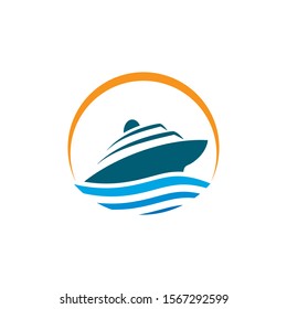 Logo Ship Ocean Water Wave Design Stock Vector (Royalty Free ...