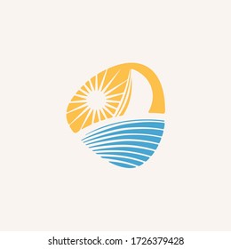 The logo of ship in the sea waves