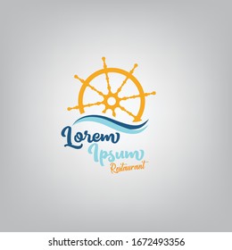 The logo of ship in the sea waves.Vector illustration, Logo template design.