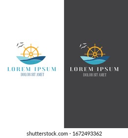 The logo of ship in the sea waves.Vector illustration, Logo template design.