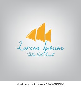 The logo of ship in the sea waves.Vector illustration, Logo template design.
