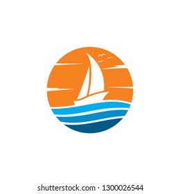 logo ship travel icon vector