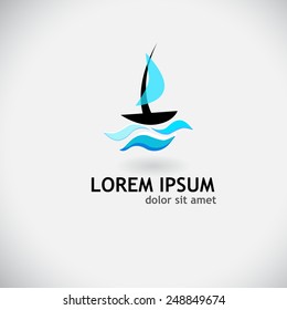 Logo ship with wave. Vector