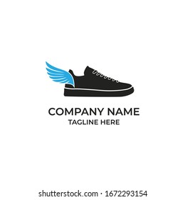 Logo shoe with blue wings 