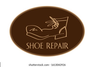 Logo of a shoe repair workshop. Shoe repair vector. Vector vintage color labels set of shoes repair.