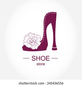 Logo shoe store, shop, fashion collection, boutique label. Company logo design.