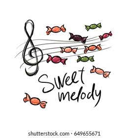 Logo for the shop of sweets and confectionery products "sweet melody".