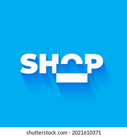 Logo of a Shop vector icon Text logo, Simple and clean, flat design, Suitable for communication company or service