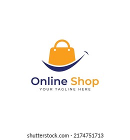 Logo shopping bag and online shopping cart.Logo is suitable for sales,discounts,shops.