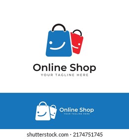 Logo shopping bag and online shopping cart.Logo is suitable for sales,discounts,shops.