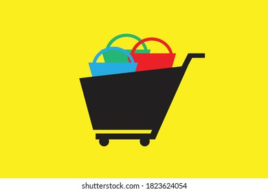 Logo shopping cart flat design icon