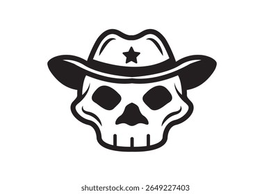 O logotipo mostra um crânio de cowboy feroz vestindo um chapéu de abas largas, simbolizando força áspera e espírito de fronteira selvagem