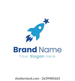 Logo Showcasing a Rocket Launching Towards a Star Design Idea Space