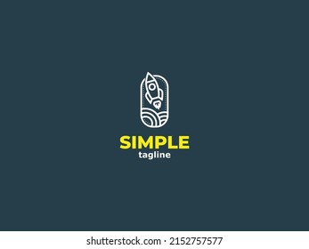 the logo shows the image of a space rocket, simple and modern logo