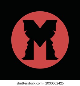 the logo shows the letter M and two female faces can be seen once in the logo, very suitable for beauty logos, cosmetics, perfume brands and anything related to women's items