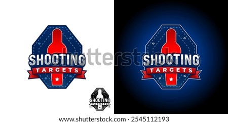 The logo shows "Shooting Targets" with a red target silhouette and a blue shield background, accented by stars and a red ribbon.