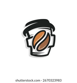 The logo shows a simple coffee with a lid unique concept