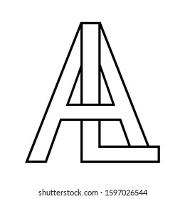 Logo sign al, la sign two interlaced letters A, L vector logo al, la first capital letters pattern alphabet a, l